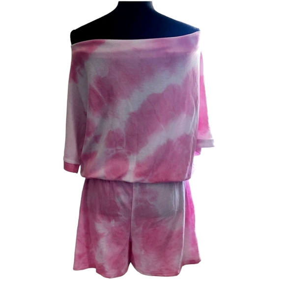 Pink lily ... pink and white tie-dye Romper - Picture 4 of 13